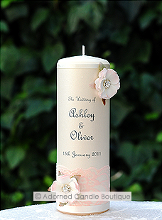 Romantic Vintage Rose Wedding Candle