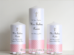 Powder Pink Set of 3 Baptism Candles