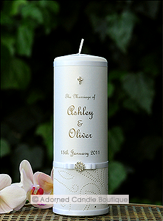 White Chiffon Wedding Candle