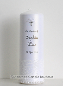 Angelic White Baptism Candle