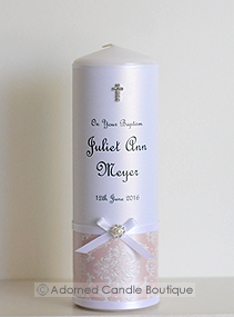 Classic Pink Baptism Candle