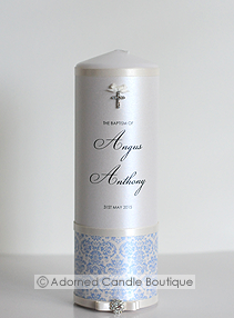 French Blue Christening Candle