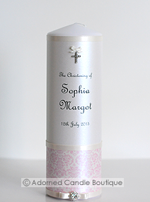 French Pink Christening Candle