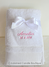 Embroidered Personalised Christening/Baptism/Naming Day Towel