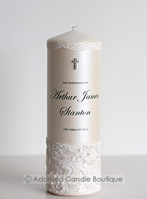 White Lace Christening Candle